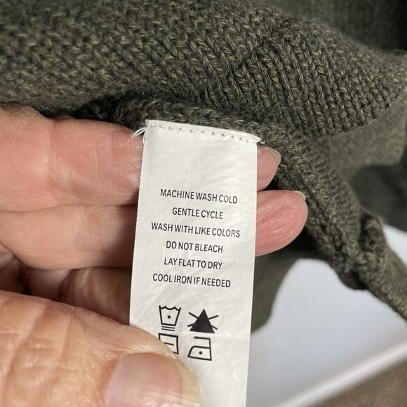 Carbon 2 Cobalt 1/4 Zip Sweater Mens Large Olive Rib Knit Textured Preppy Casual - Picture 10 of 11